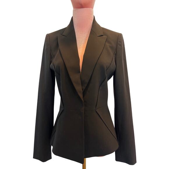 TAHARI ASL Black Blazer Jacket Lined Tapered Waist 2 Snap Close Size 4 - Picture 1 of 5